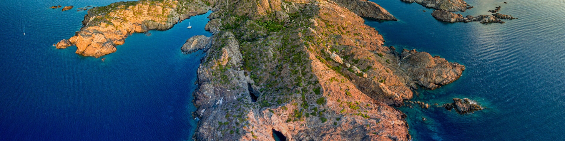Aerial view from Cap de Creus to the Costa Brava