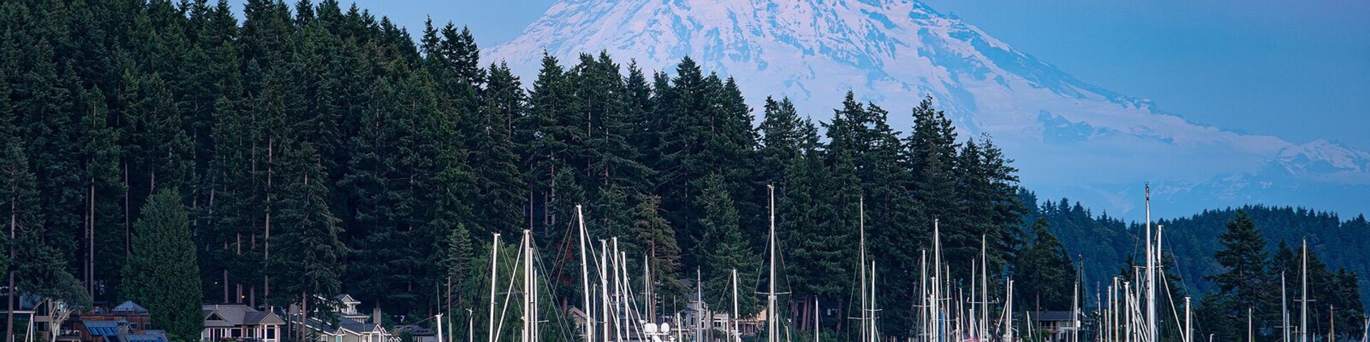 Mount Rainier towering above Gig Harbor, Washington
