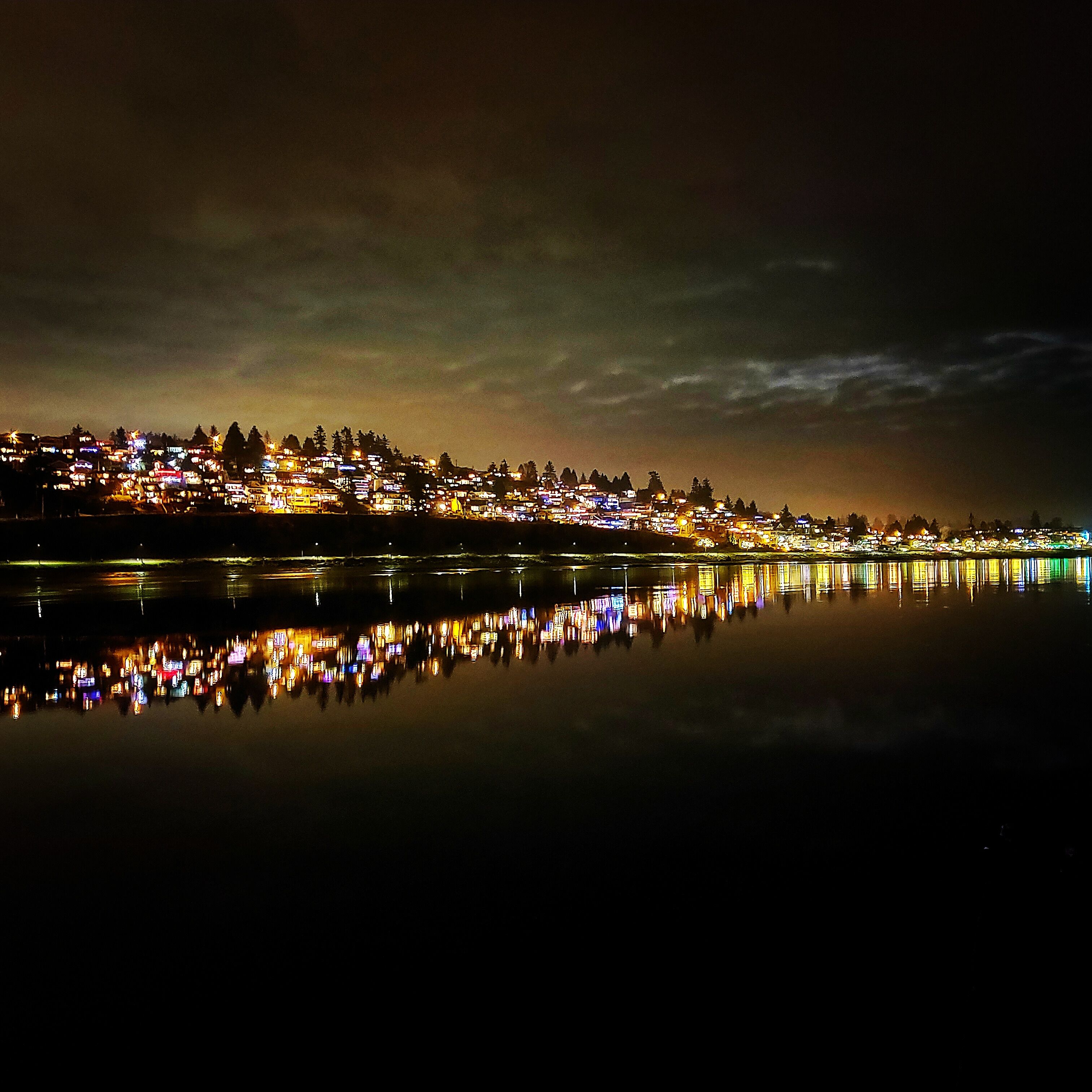 The pier and the sea walk are lit during the Festival of Lights.  This view is towards East Beach from the end of the newly renovated pier.
