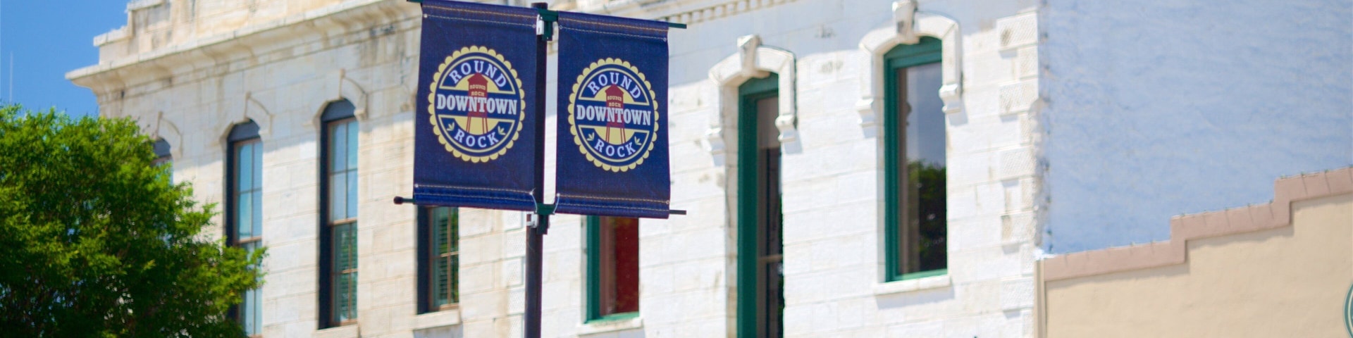 Round Rock which includes heritage architecture and signage