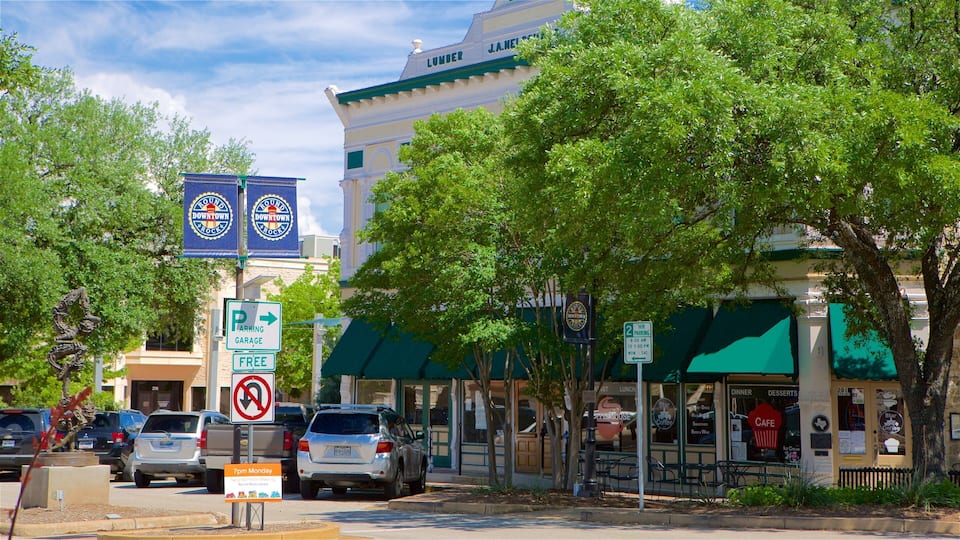 Round Rock showing city views and a square or plaza
