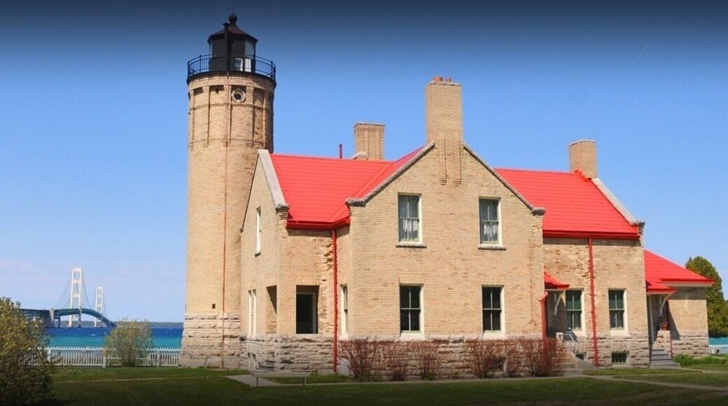 Mackinaw Point marks the junction of Lake Michigan and Lake Huron. Founded in 1889, the Old Mackinac Point Light Station was in operation from 1890 until 1957.