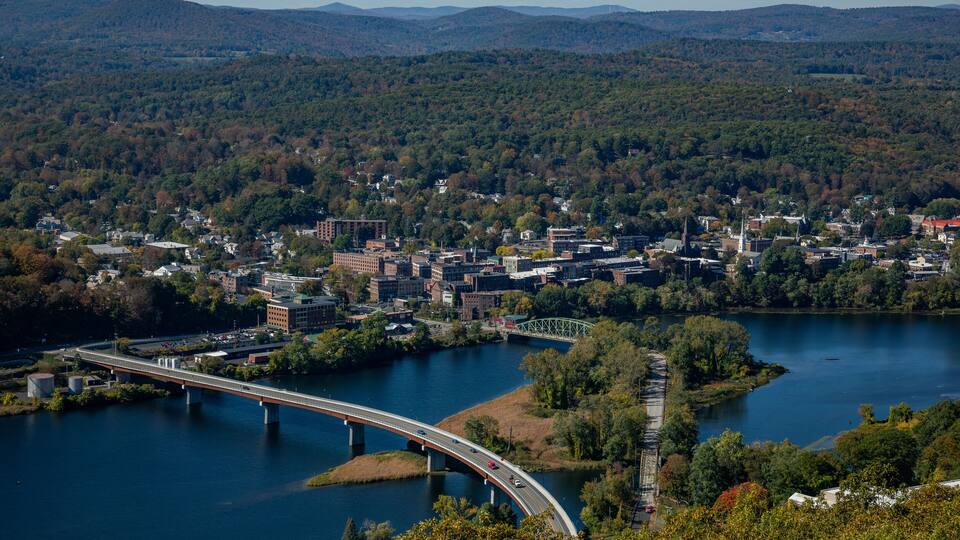 Brattleboro Vermont and the Connecticut River viewed from Mount Wantastiquet, New Hampshire