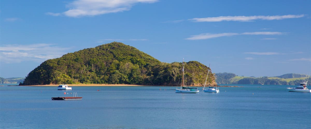 Paihia ofreciendo una bahía o puerto