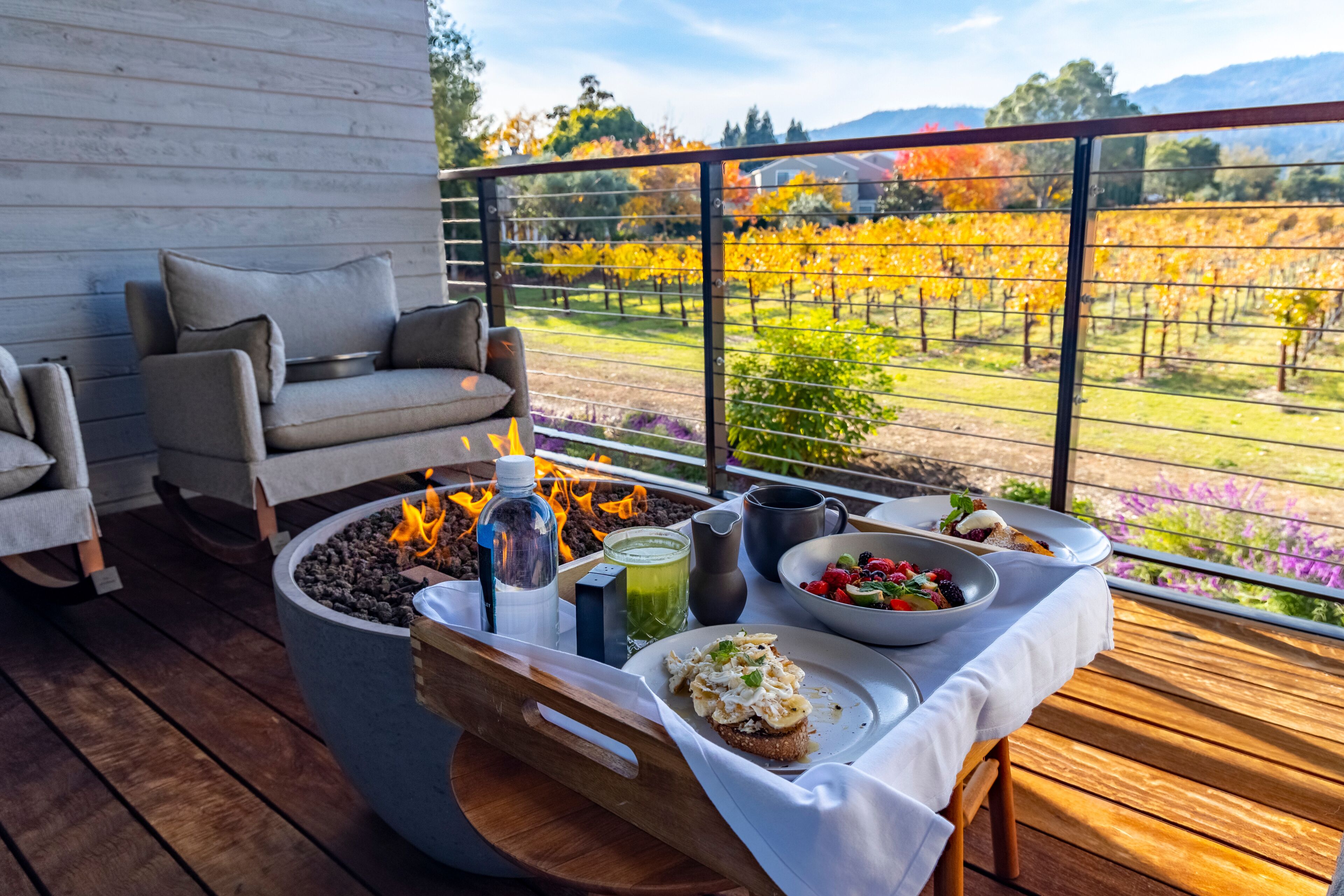 Brunch on a Terrace Overlooking Vineyards