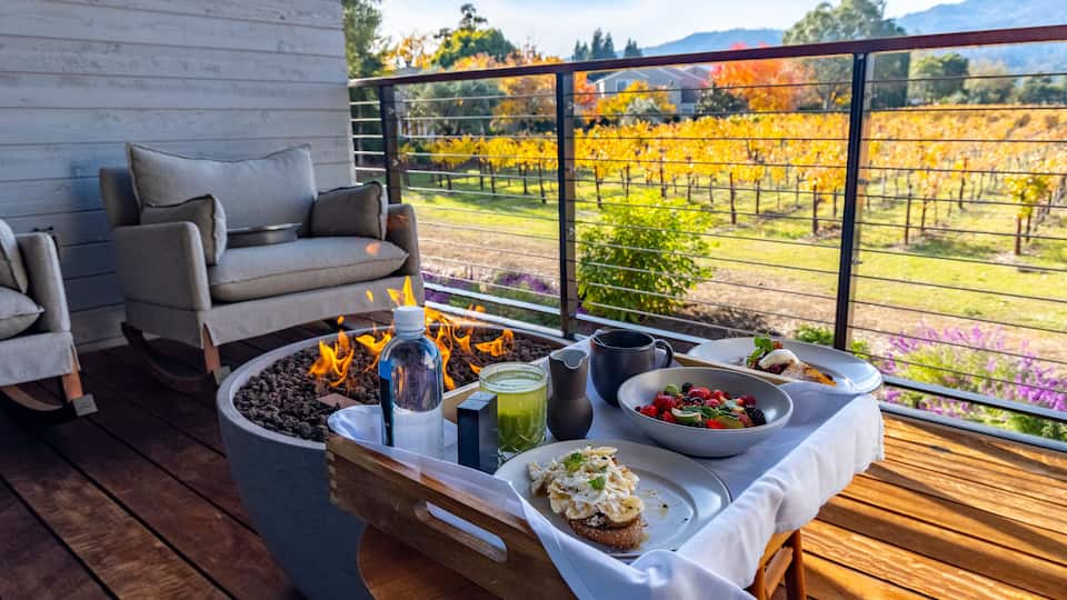 Brunch on a Terrace Overlooking Vineyards