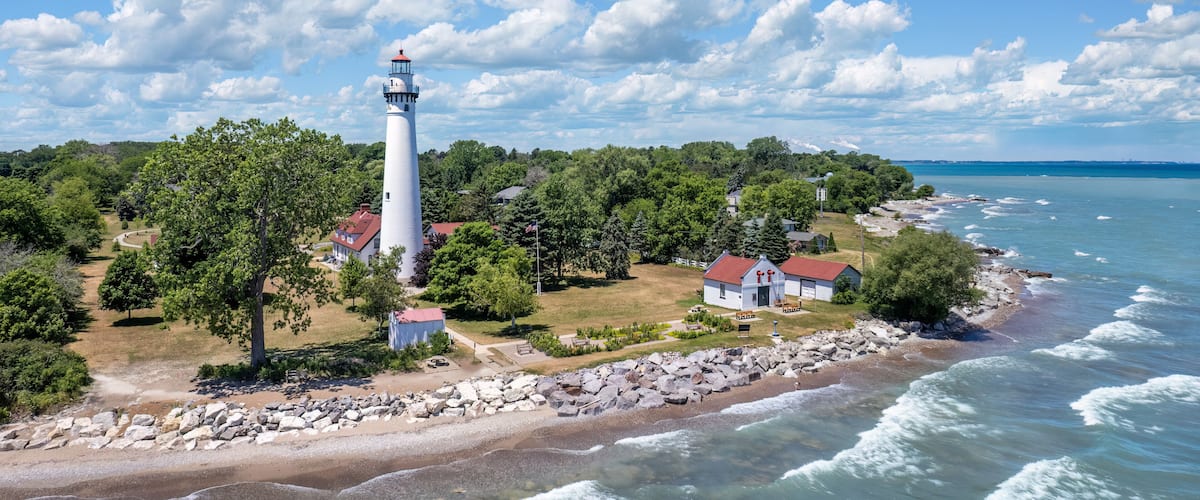 Wind Point Lighthouse in Racine Wisconsin - taken from Lake Michigan