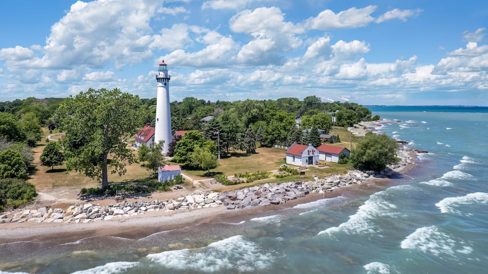 Wind Point Lighthouse in Racine Wisconsin - taken from Lake Michigan