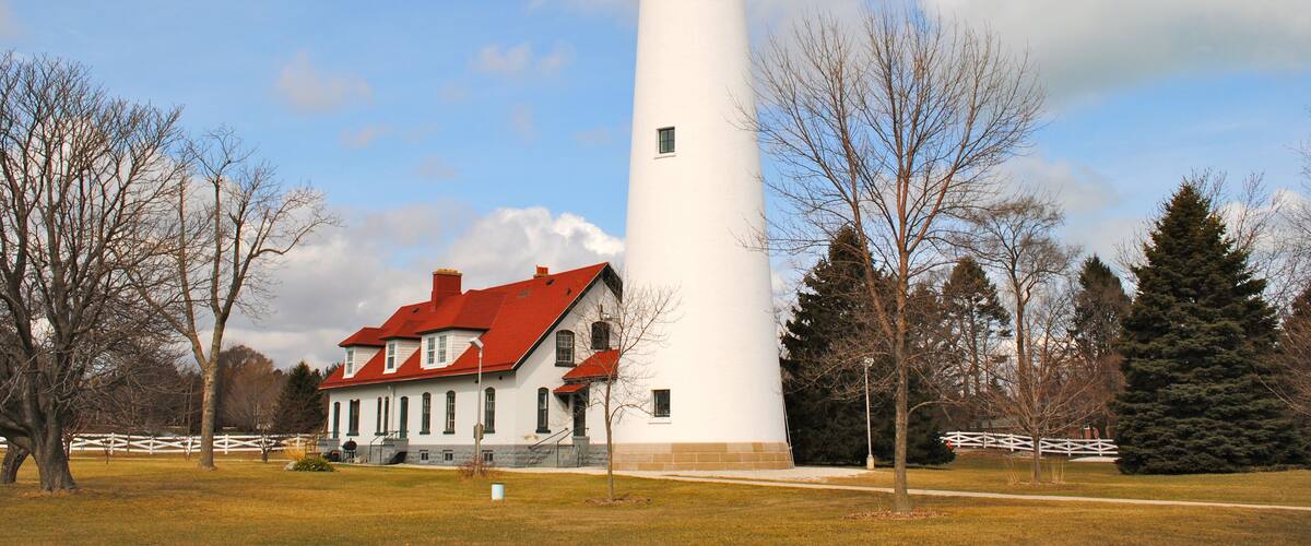 Wind Point lighthouse in Racine, Wisconsin.; Shutterstock ID 521192524