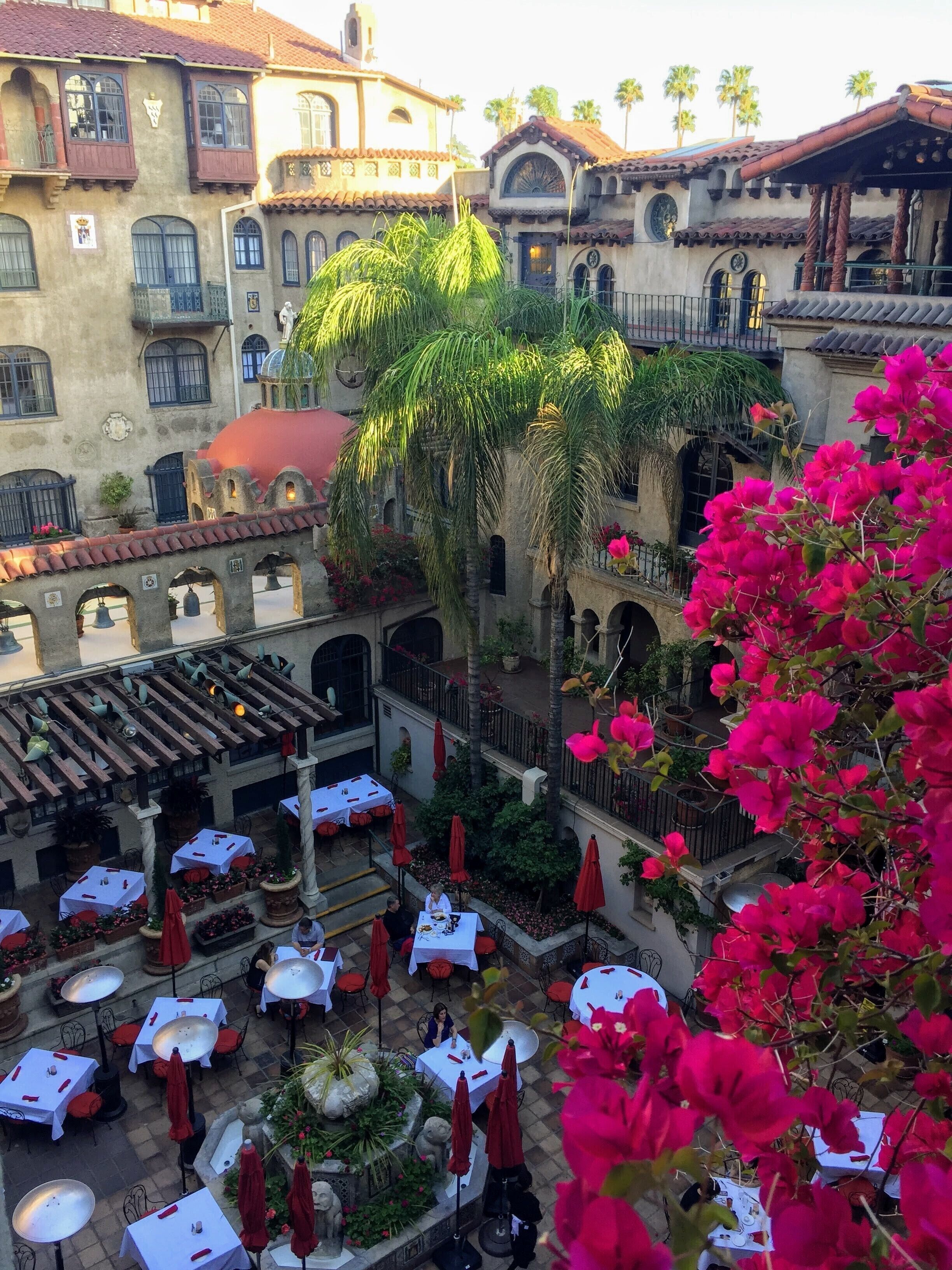 View of the Spanish patio at Mission Inn. I highly recommend eating at one of their restaurants and taking the guided tour (starts in the museum around the corner) 
