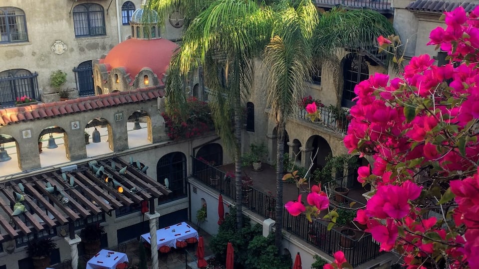 View of the Spanish patio at Mission Inn. I highly recommend eating at one of their restaurants and taking the guided tour (starts in the museum around the corner)