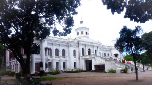 Rangpur,Bangladesh-August 26,2024: A historical building Front view of Bangladesh named Tajhat Jamidar Bari or Tajhat palace.