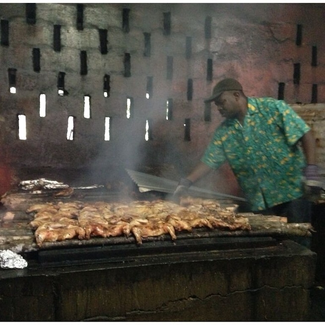 Authentic Jerk Chicken at Scotchies in Jamaica