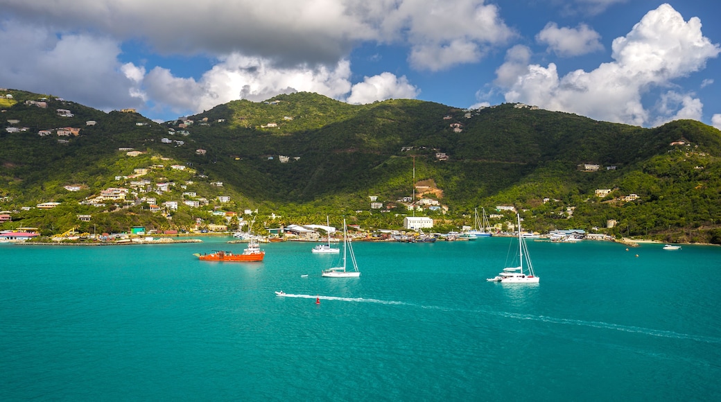 Coastline along a Road Town in Tortola. Caribbean sea