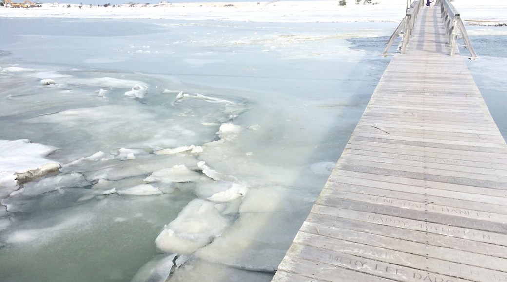 #Snow Boardwalk to the Bay