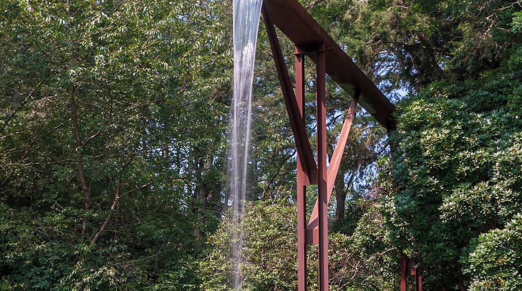 The Flume water sculpture is just one beautiful feature at the #gardens. #capecod #watersculpture #Massachusetts #waterlilies