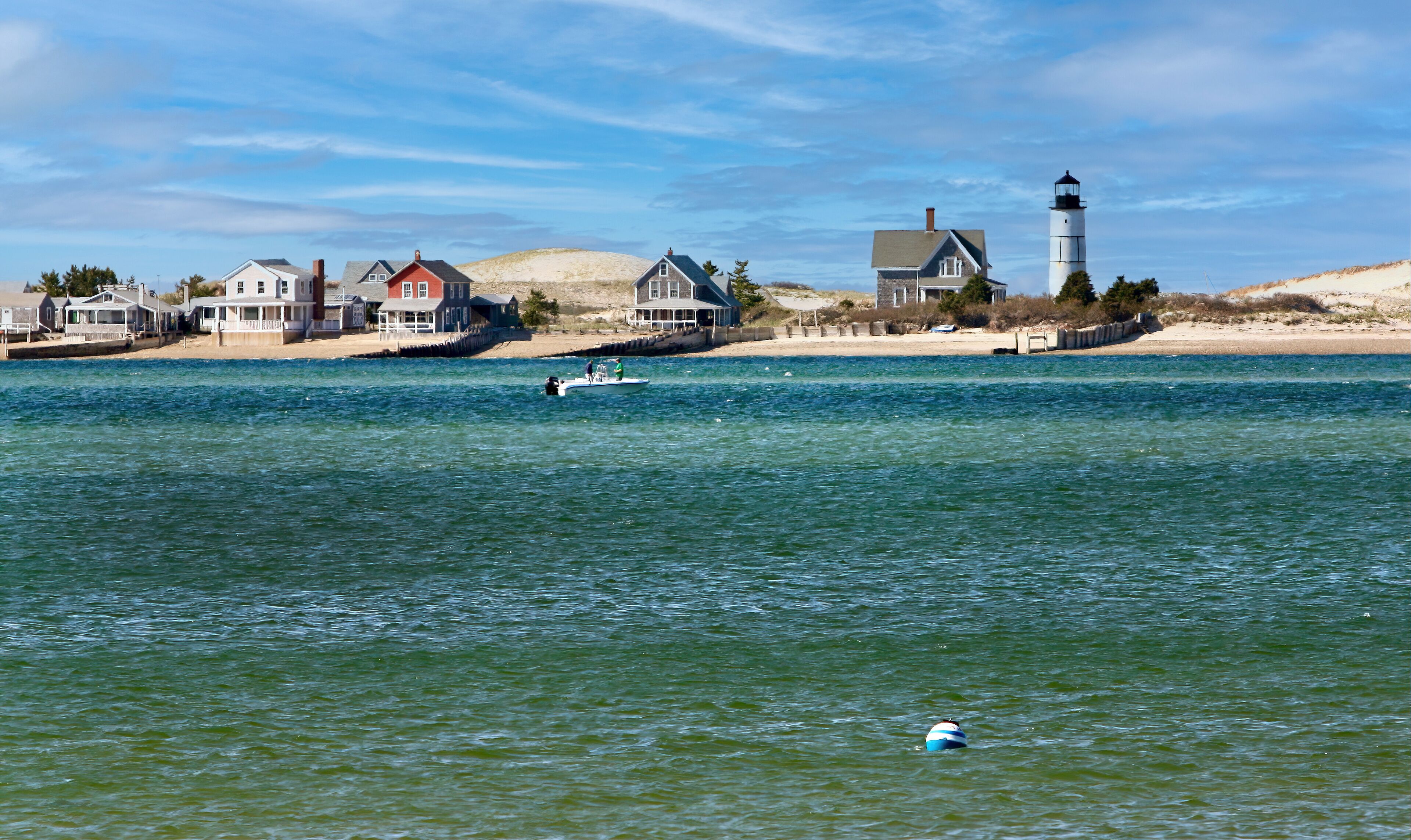 Sandy Neck Lighthouse at Barnstable Harbor on Cape Cod