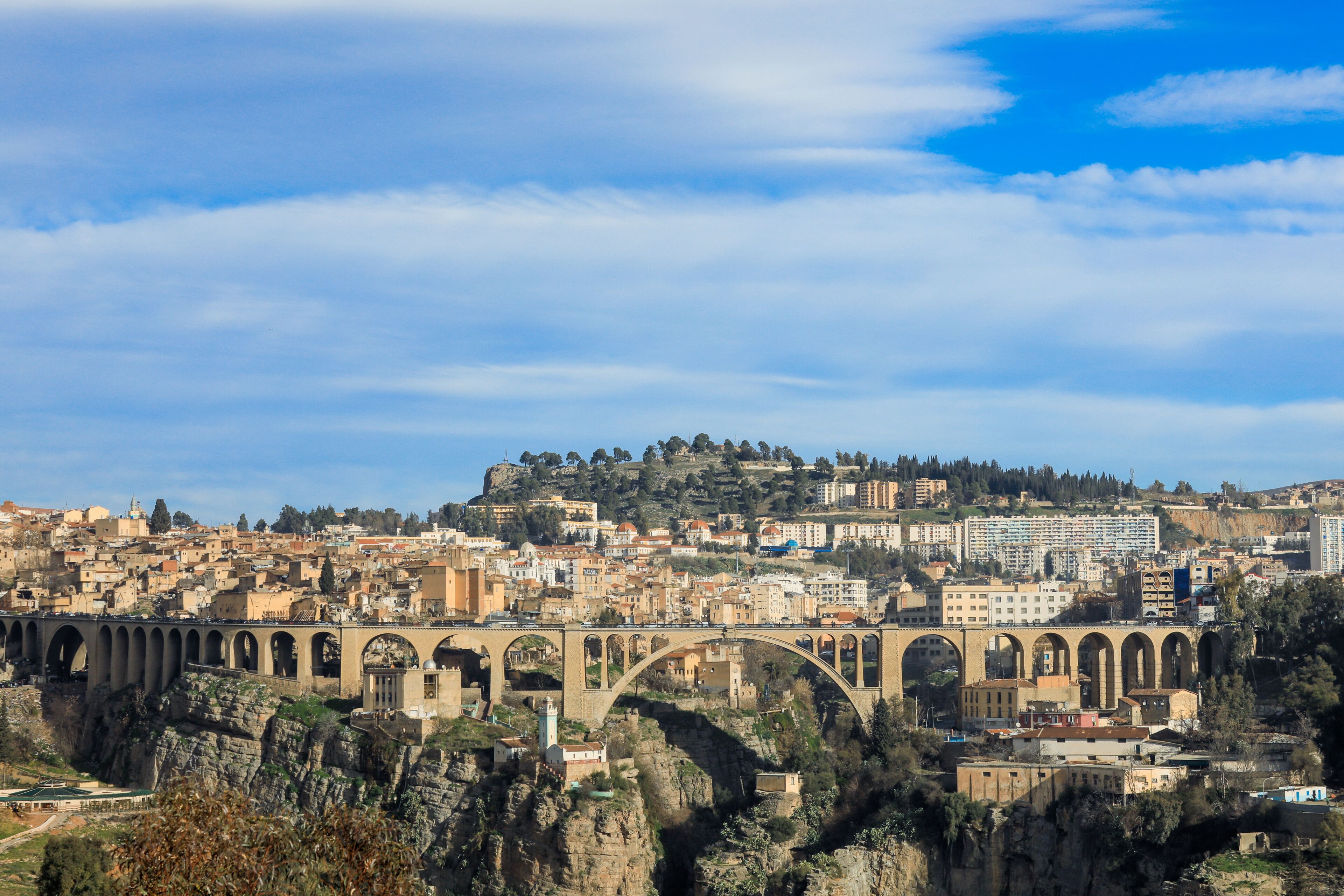 Panoramic view to the Bridge Sidi Rached, City of Bridges, Constantine, Algeria