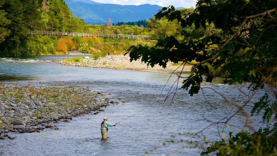 Turangi showing a river or creek and fishing as well as an individual male
