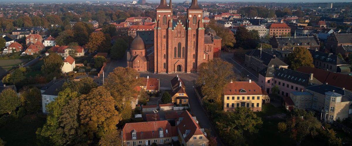 Roskilde cathedral of kings and Roskilde city located in Denmark
