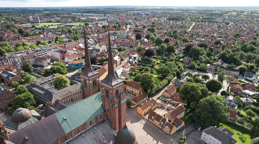 Aerial View of Roskilde Cathedral, a UNESCO World Heritage Site in Denmark.