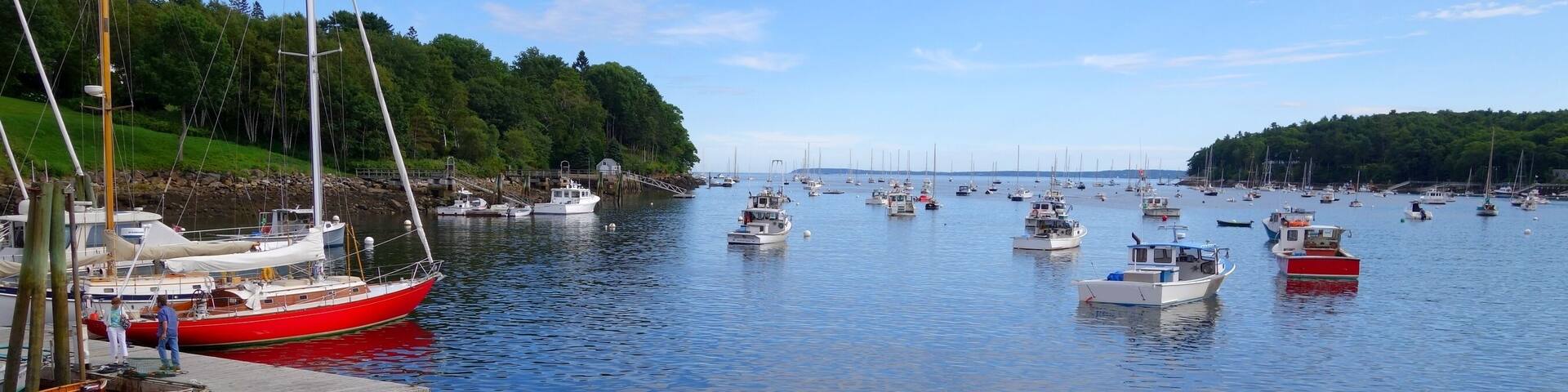 rockport maine harbor on a summer's day; Shutterstock ID 212757244; Purchase Order: -