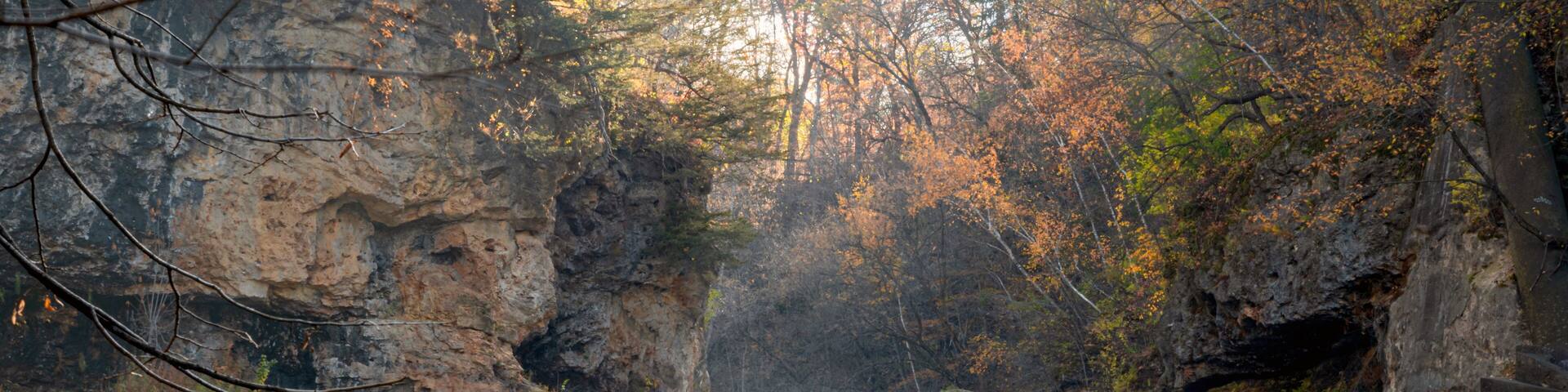 Waterfall at Willow River State Park in Hudson Wisconsin in fall