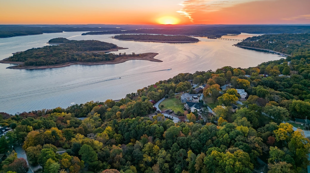 Sunrise aerial view of the Hobbs State Park-Conservation Area landscape