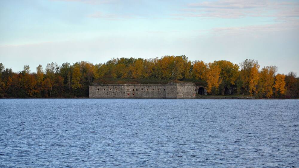 Fort Montgomery at the north end of Lake Champlain on the border of USA and Canada in Rouses Point, Upstate New York, USA.