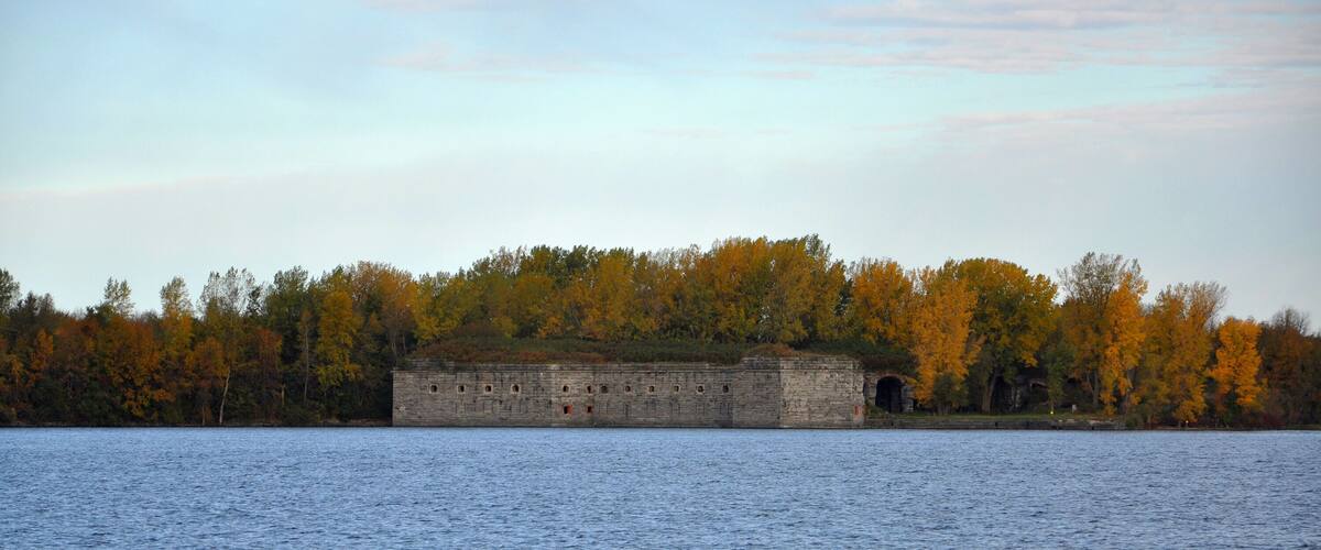 Fort Montgomery at the north end of Lake Champlain on the border of USA and Canada in Rouses Point, Upstate New York, USA.