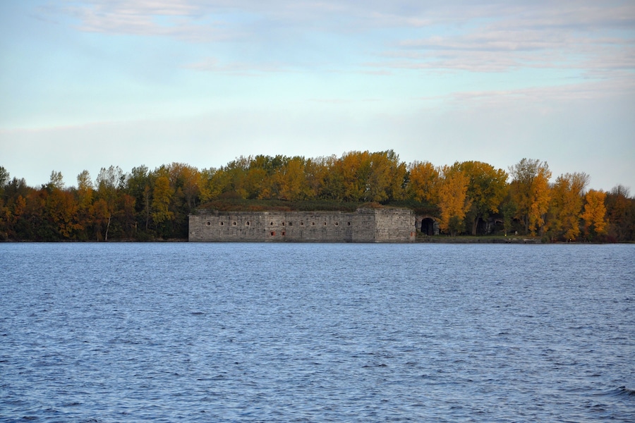 Fort Montgomery at the north end of Lake Champlain on the border of USA and Canada in Rouses Point, Upstate New York, USA.