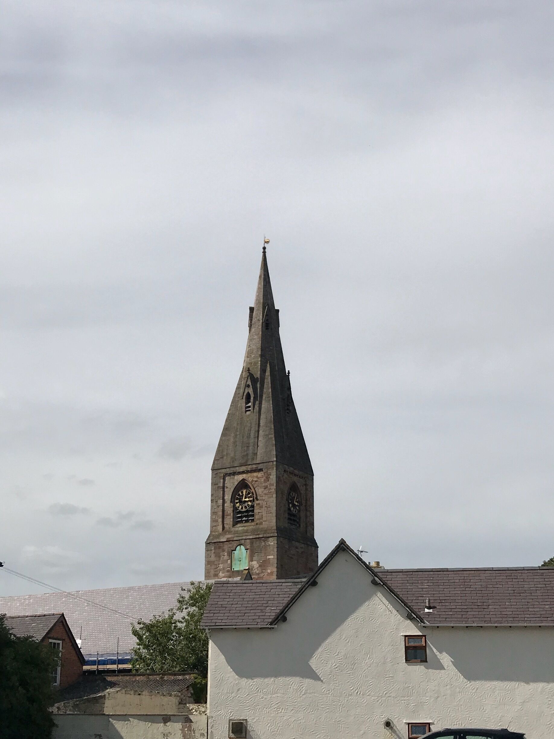 View of Ruthin Church from the Castle Hotel.  
