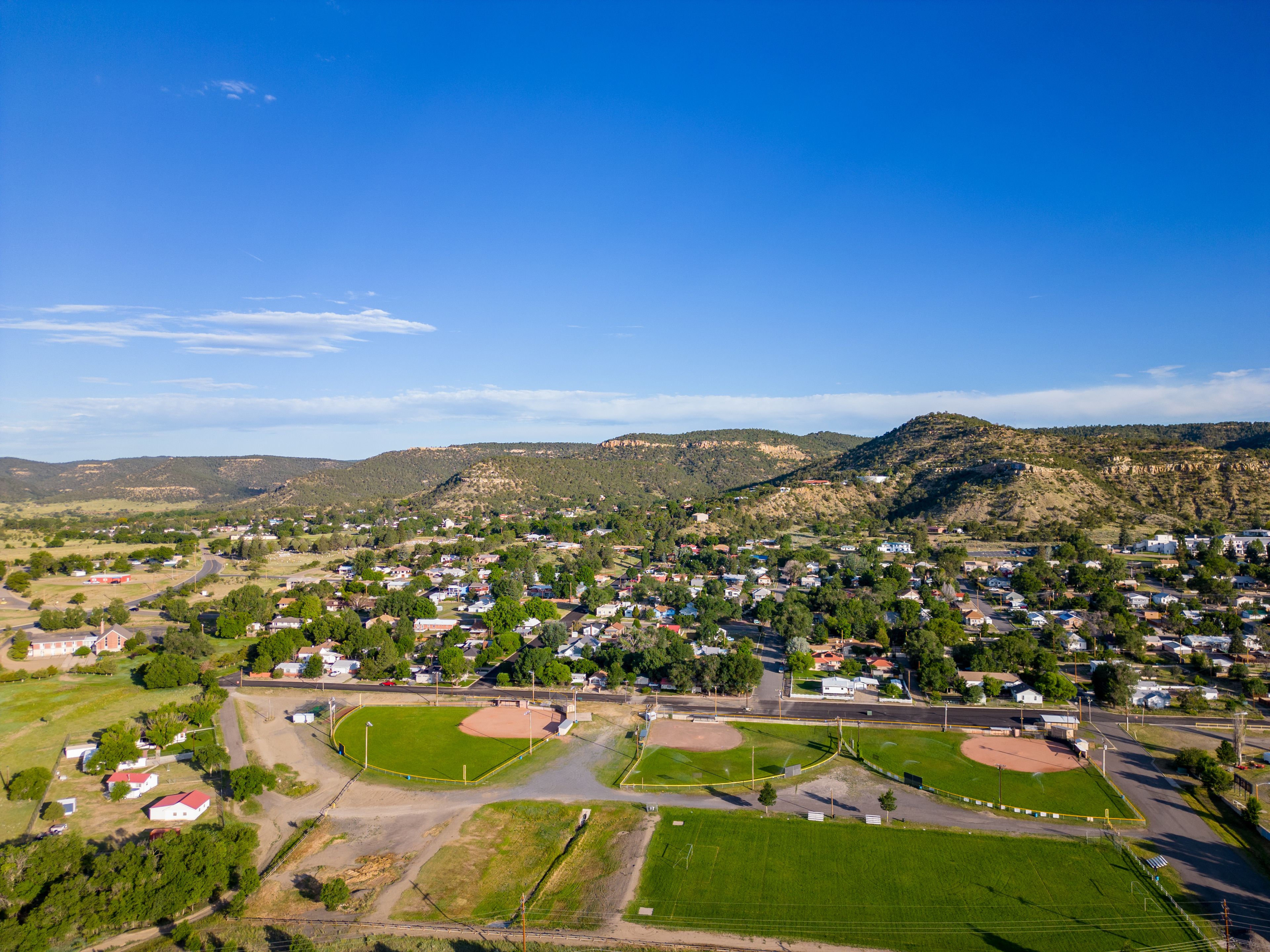 Aerial photo sports fields Raton New Mexico