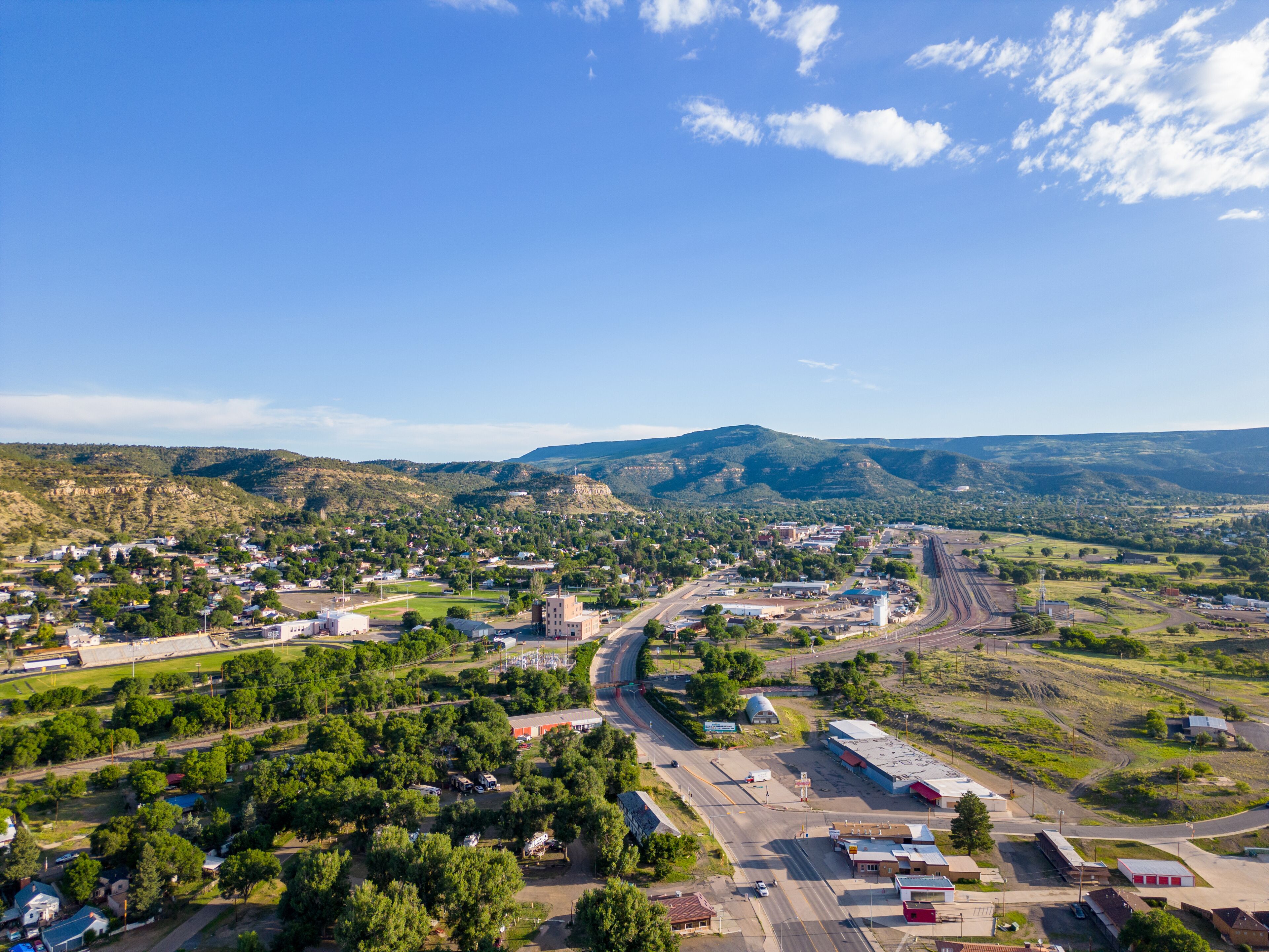 Aerial photo Raton New Mexico view of Sugarite Canyon State Park summer 2023
