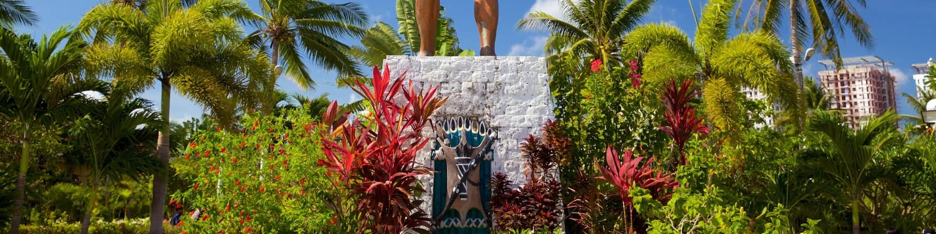 Cebu showing a statue or sculpture and a garden