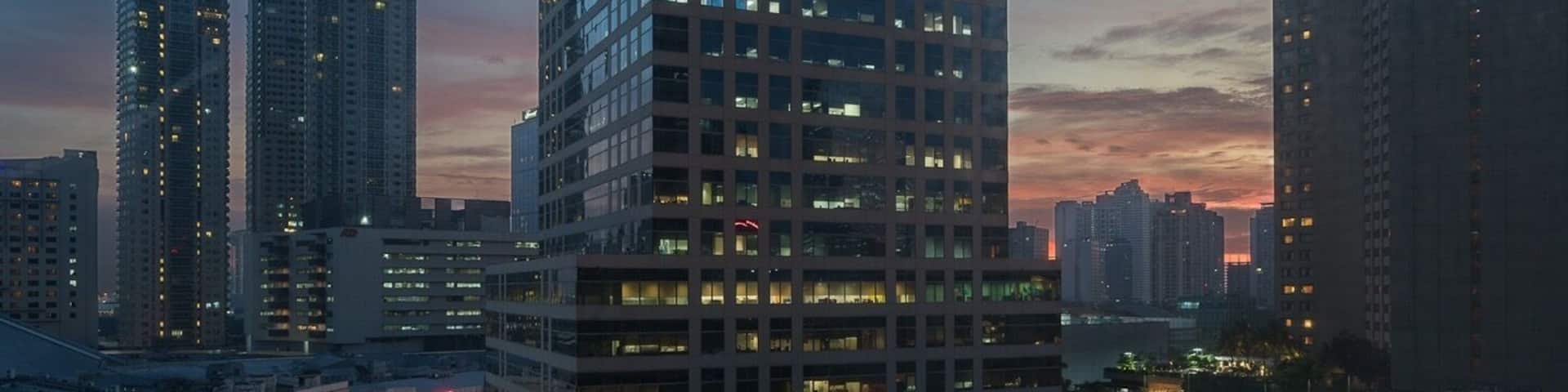 Composition of 3 pictures at different times. Dirty windows of hotel though