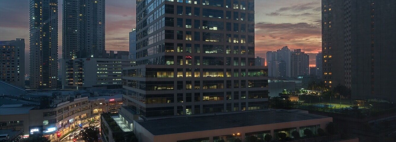 Composition of 3 pictures at different times. Dirty windows of hotel though