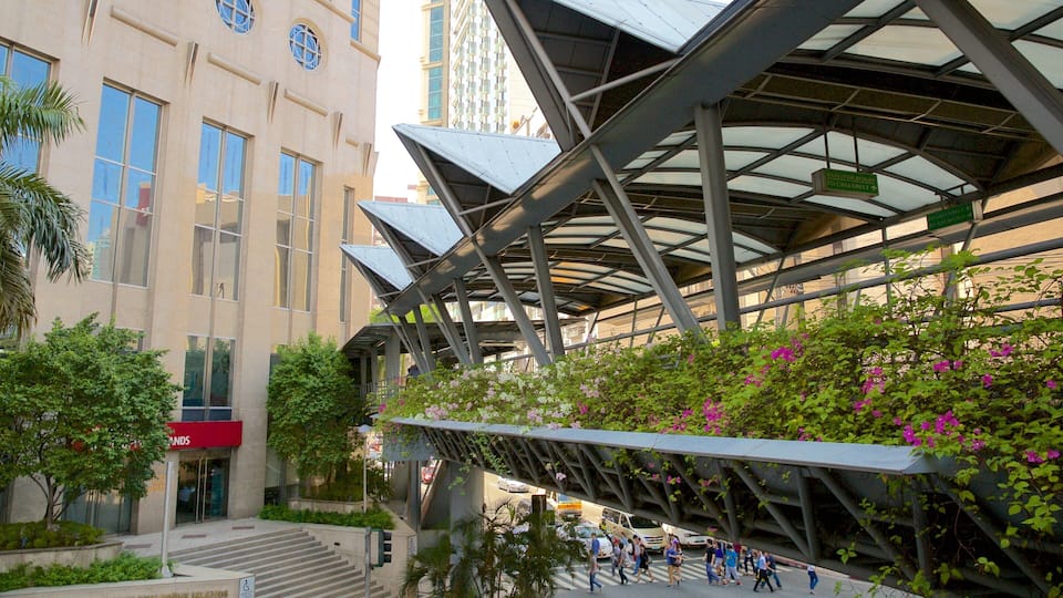 Makati which includes a bridge, a park and modern architecture