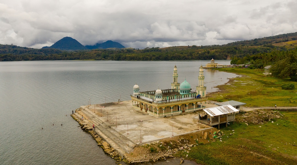 Mosque on the shore of lake Lanao view from above. Mindanao, Lanao del Sur, Philippines.