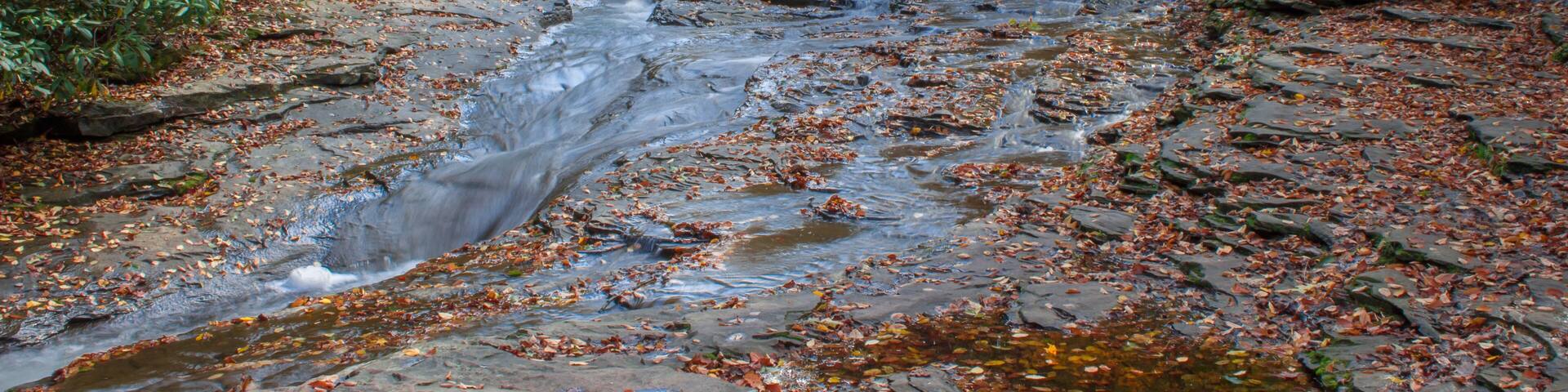 Natural water slide on an Autumn day, Ohiopyle Pennsylvanian