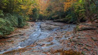 Natural water slide on an Autumn day, Ohiopyle Pennsylvanian