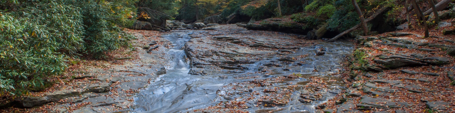 Natural water slide on an Autumn day, Ohiopyle Pennsylvanian