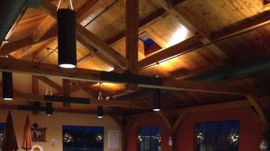 Beautiful holiday inn express in donegal, PA. Rustic decor and warm heated pool and hot tub room! So cozy in the winter