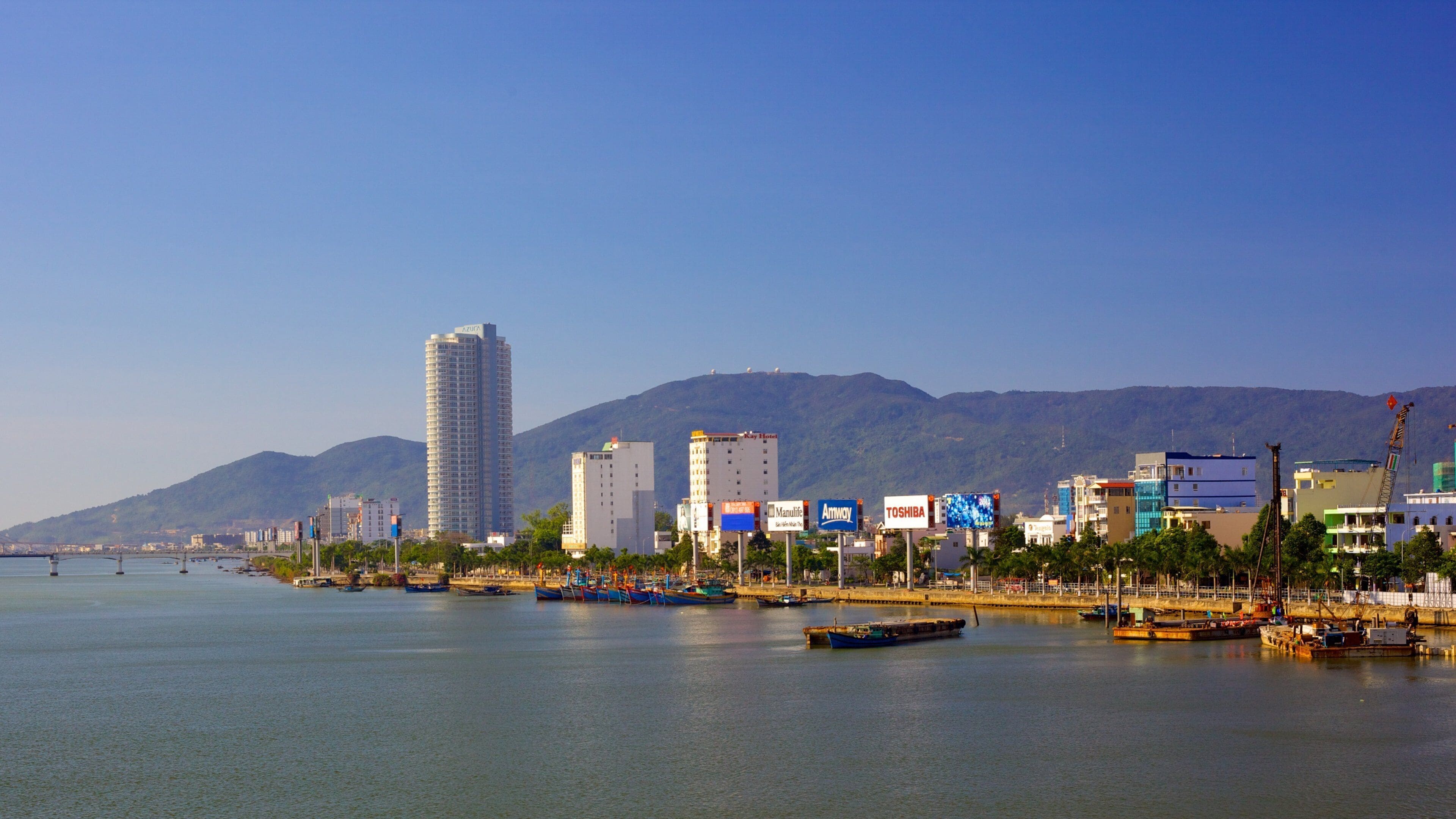 Da Nang showing a coastal town and landscape views