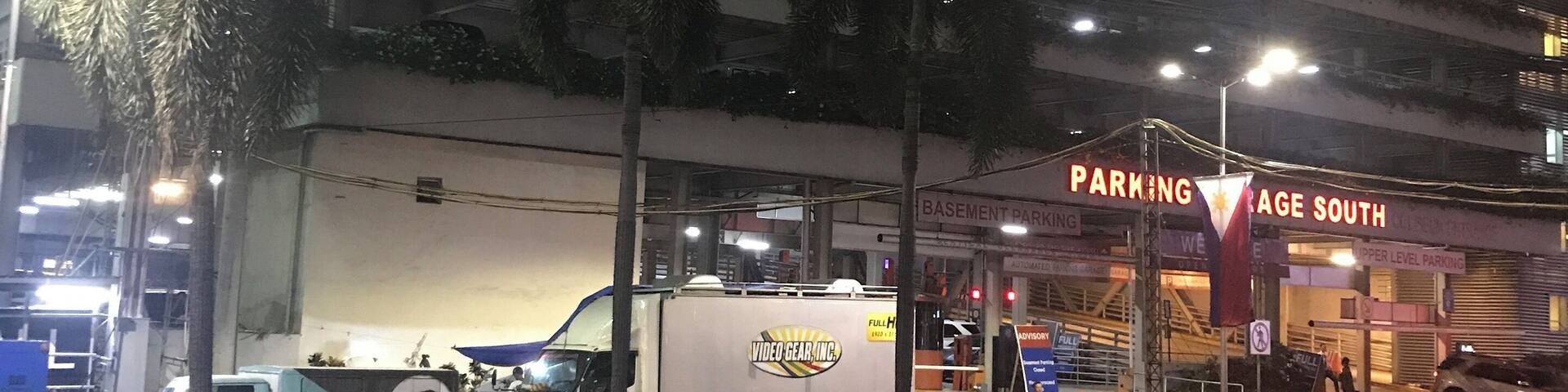 Multi level parking for Araneta Coliseum. Flat rate (P50) during World Slashers