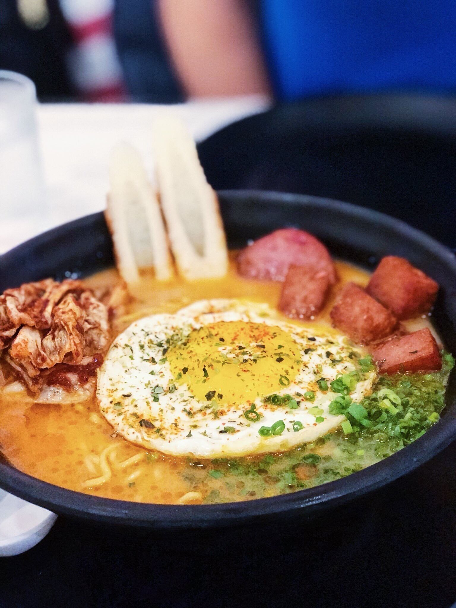 Ramen + Spam, egg, and kimchi! Safe to say Spam always makes everything taste so yum! #TroverFoodies