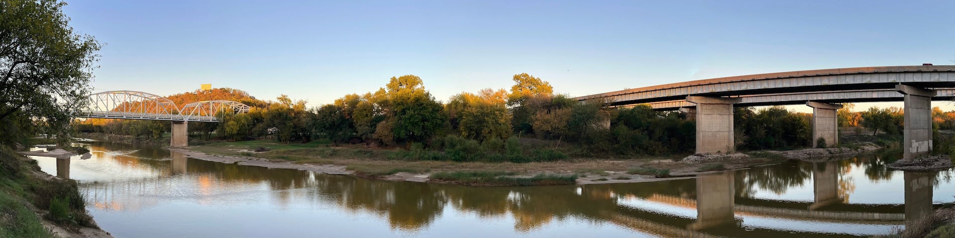 Brazos River at Interstate 10 in Texas during evening