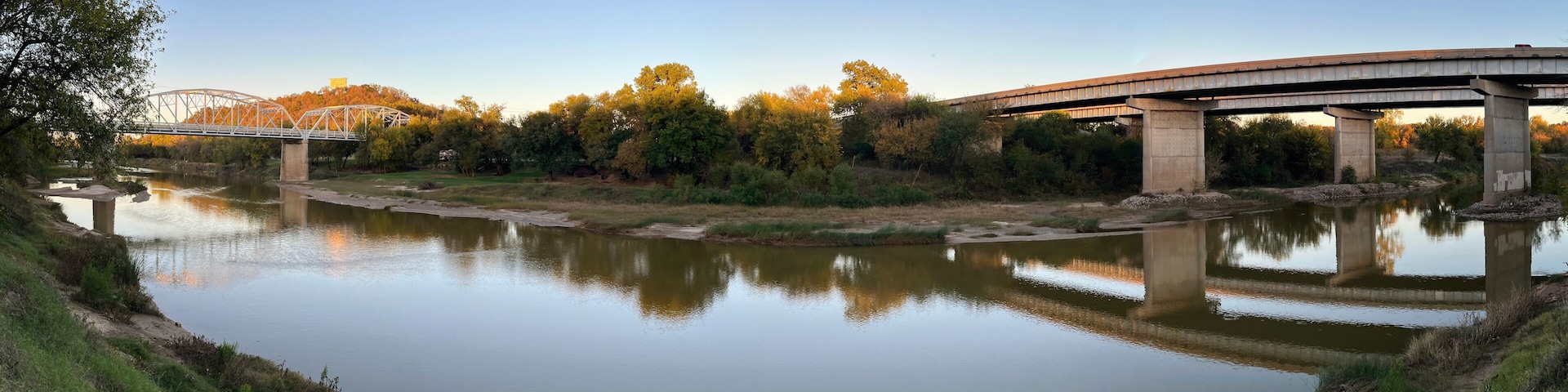 Brazos River at Interstate 10 in Texas during evening