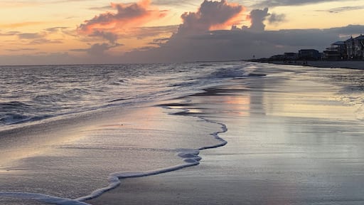Sunset over Oak Island. The reflection in the water and the warm Atlantic Ocean was a slice of heaven. #adventure
