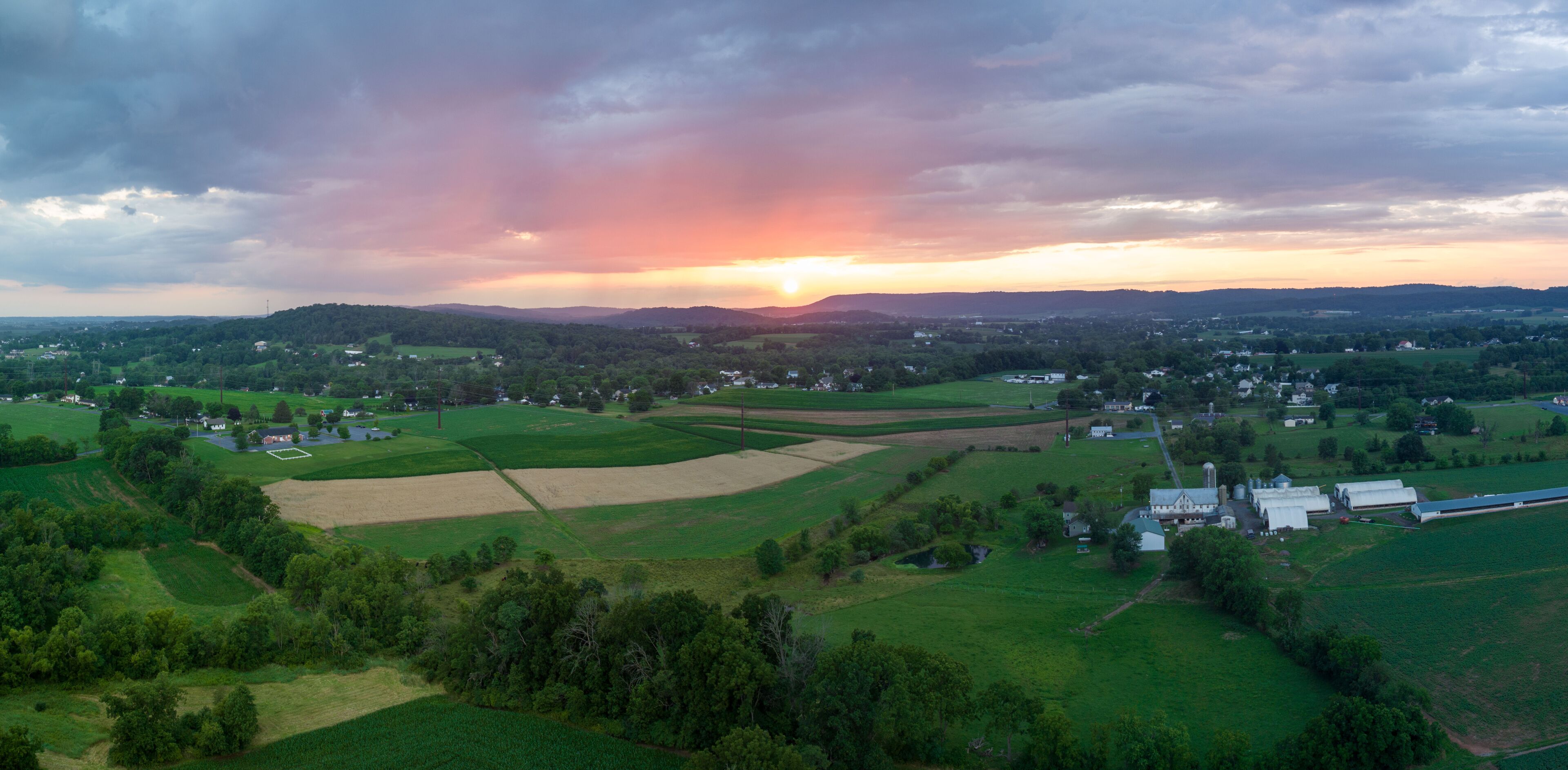 Sunset and Clouds over Farmland